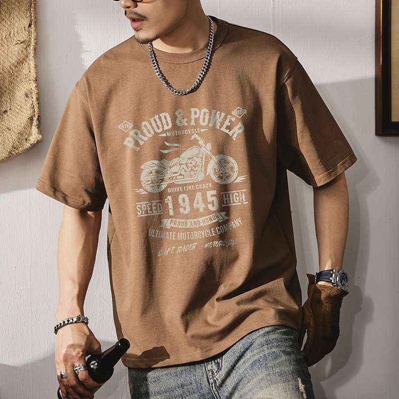 アメカジ モーターサイクルプリント オーバーサイズTシャツ