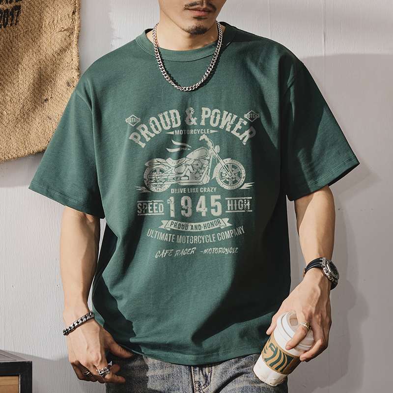 アメカジ モーターサイクルプリント オーバーサイズTシャツ