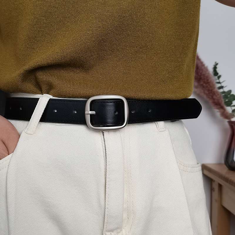 アメカジ シンプルバックルレザーベルト
