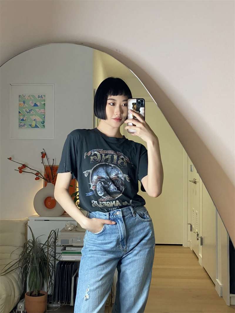 アメカジ ヴィンテージスカル柄バンドTシャツ