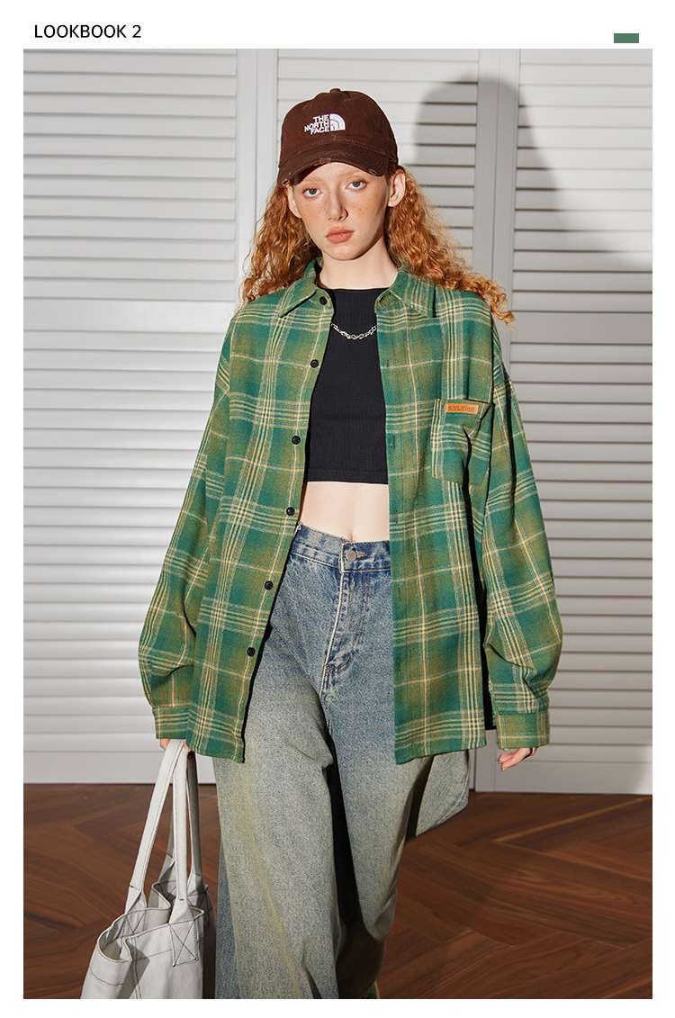 アメカジ オーバーサイズチェック柄シャツジャケット