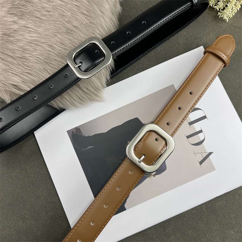 アメカジ シンプルバックルレザーベルト