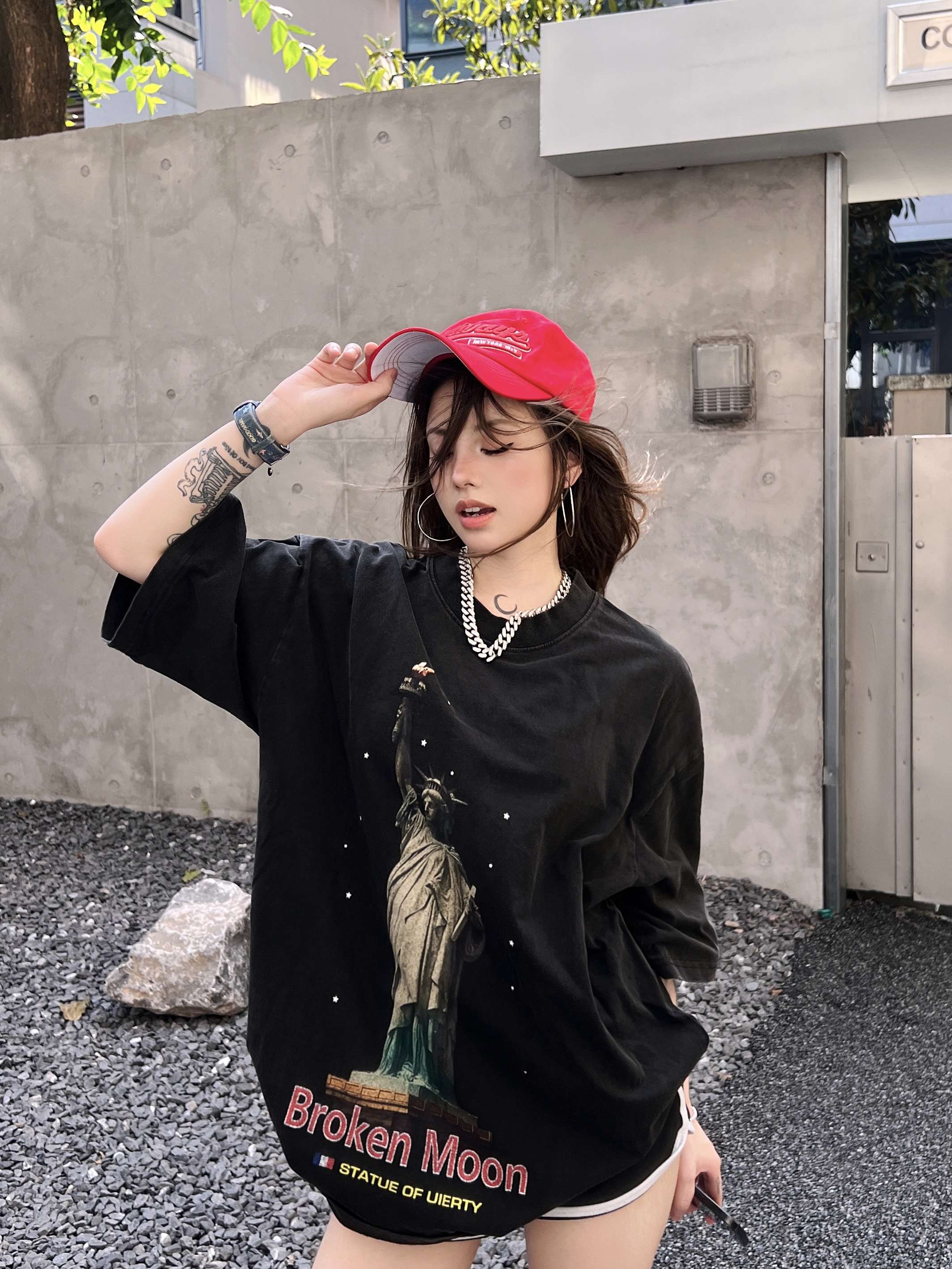 アメカジ 自由の女神プリント オーバーサイズTシャツ