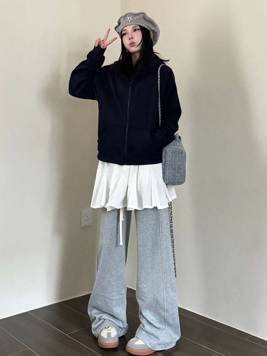 アメカジ ゆったりジップアップパーカー