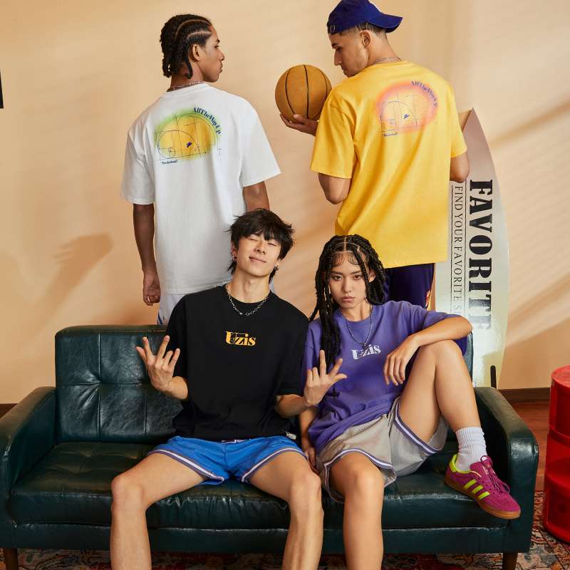 アメカジ 幾何学模様バックプリント半袖Tシャツ