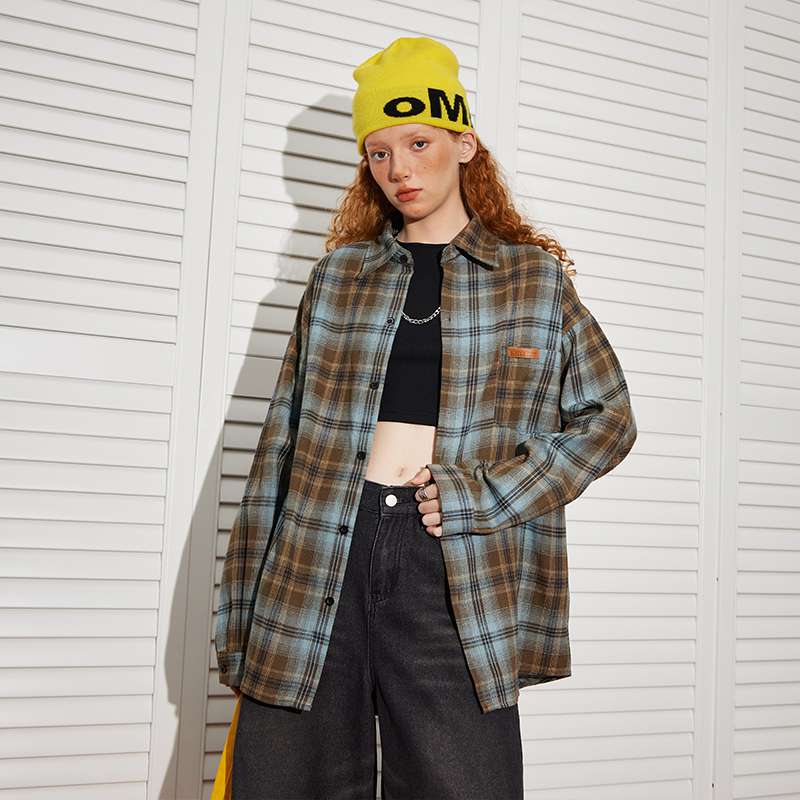 アメカジ オーバーサイズチェック柄シャツジャケット