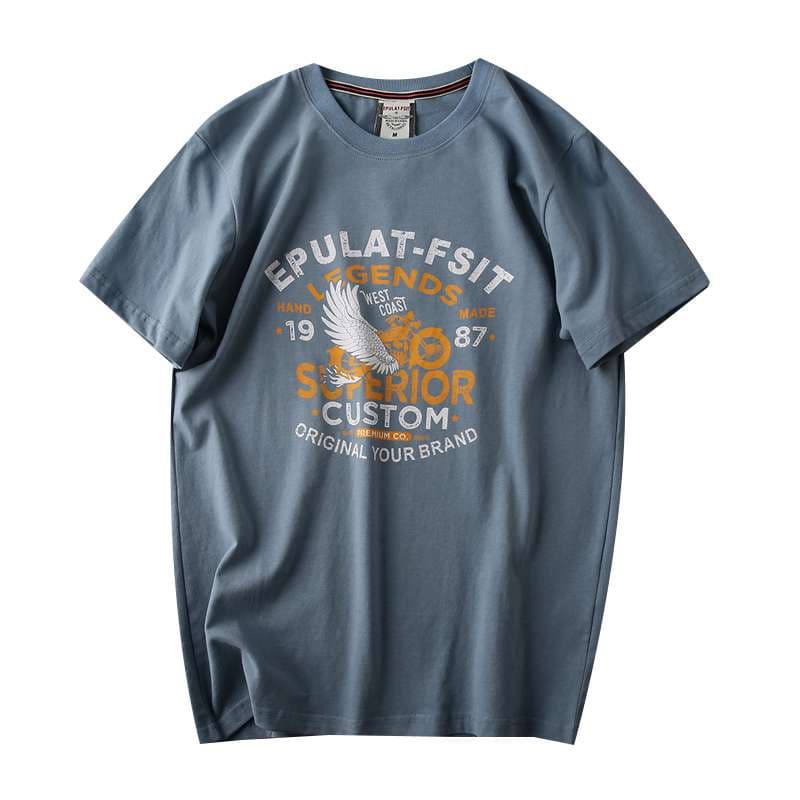アメカジ レトロバイクウイング プリント半袖Tシャツ