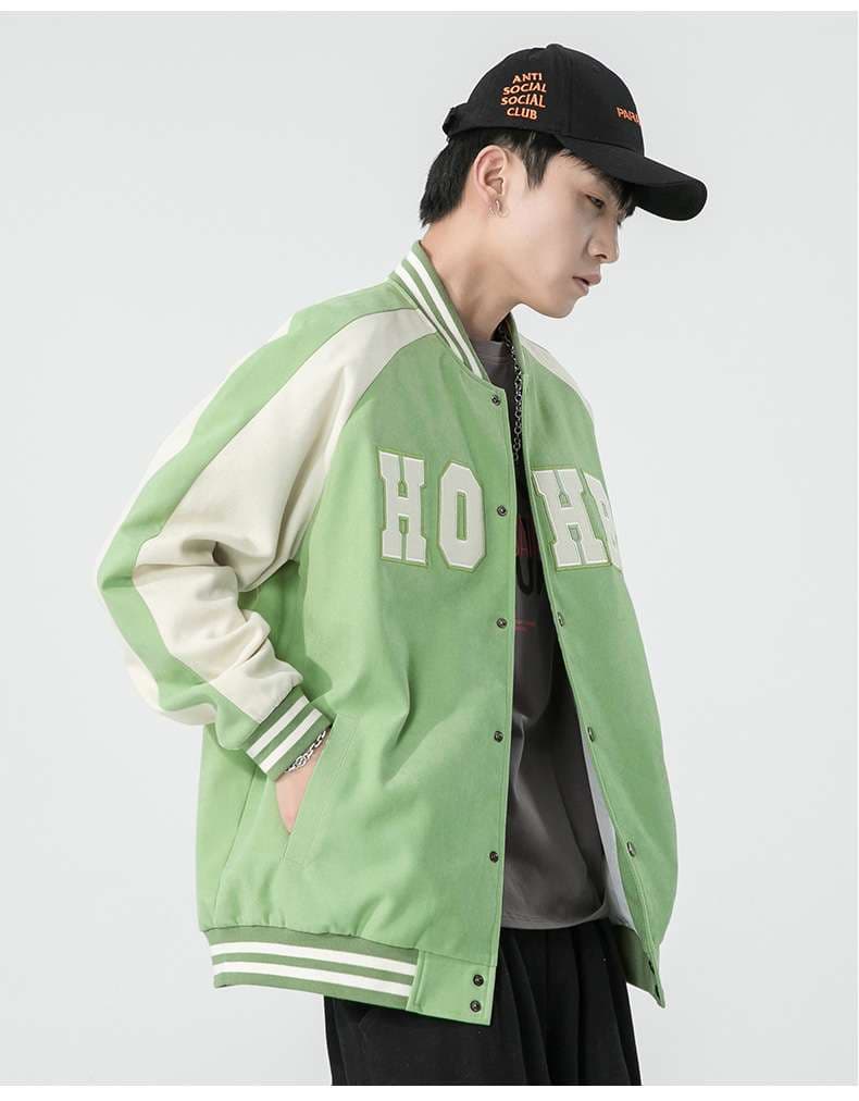 アメカジ スポーティーレトロ ロゴ入り バーシティジャケット