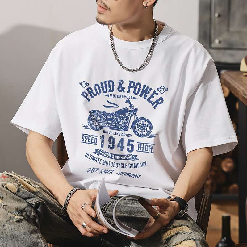 アメカジ モーターサイクルプリント オーバーサイズTシャツ