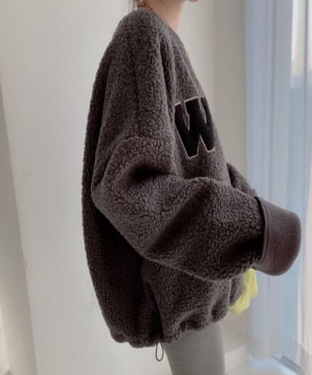 アメカジ 秋冬レディース起毛ボアトレーナー文字刺繍暖かブラウス