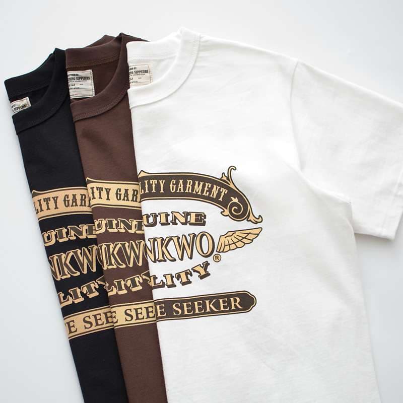 アメカジ 伝統的な刺繍入り上質Tシャツ