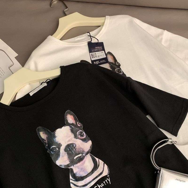 アメカジ フレンチブルドッグプリント半袖Tシャツ