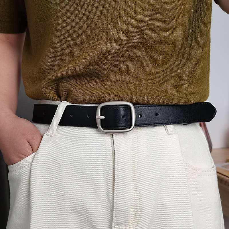 アメカジ シンプルバックルレザーベルト
