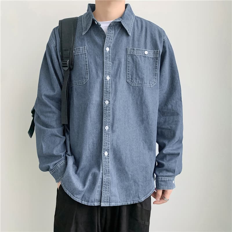 アメカジ ゆったりデニムワークシャツ