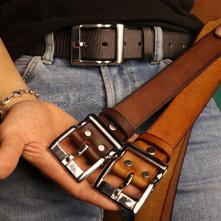 アメカジ 上質レザー クラシックバックルベルト