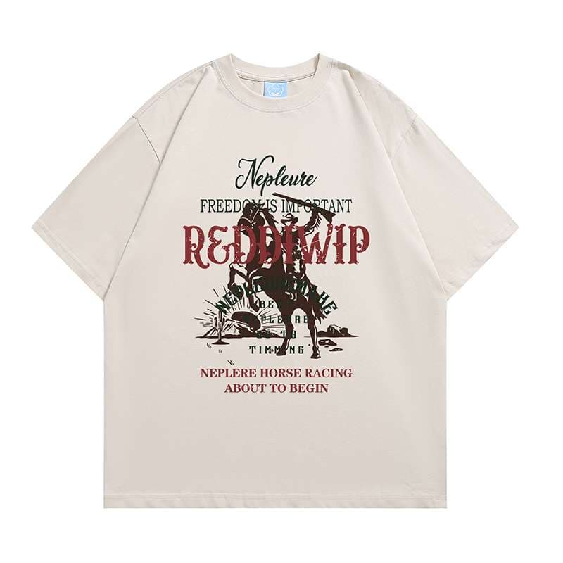 アメカジ レトロ競馬プリントオーバーサイズTシャツ