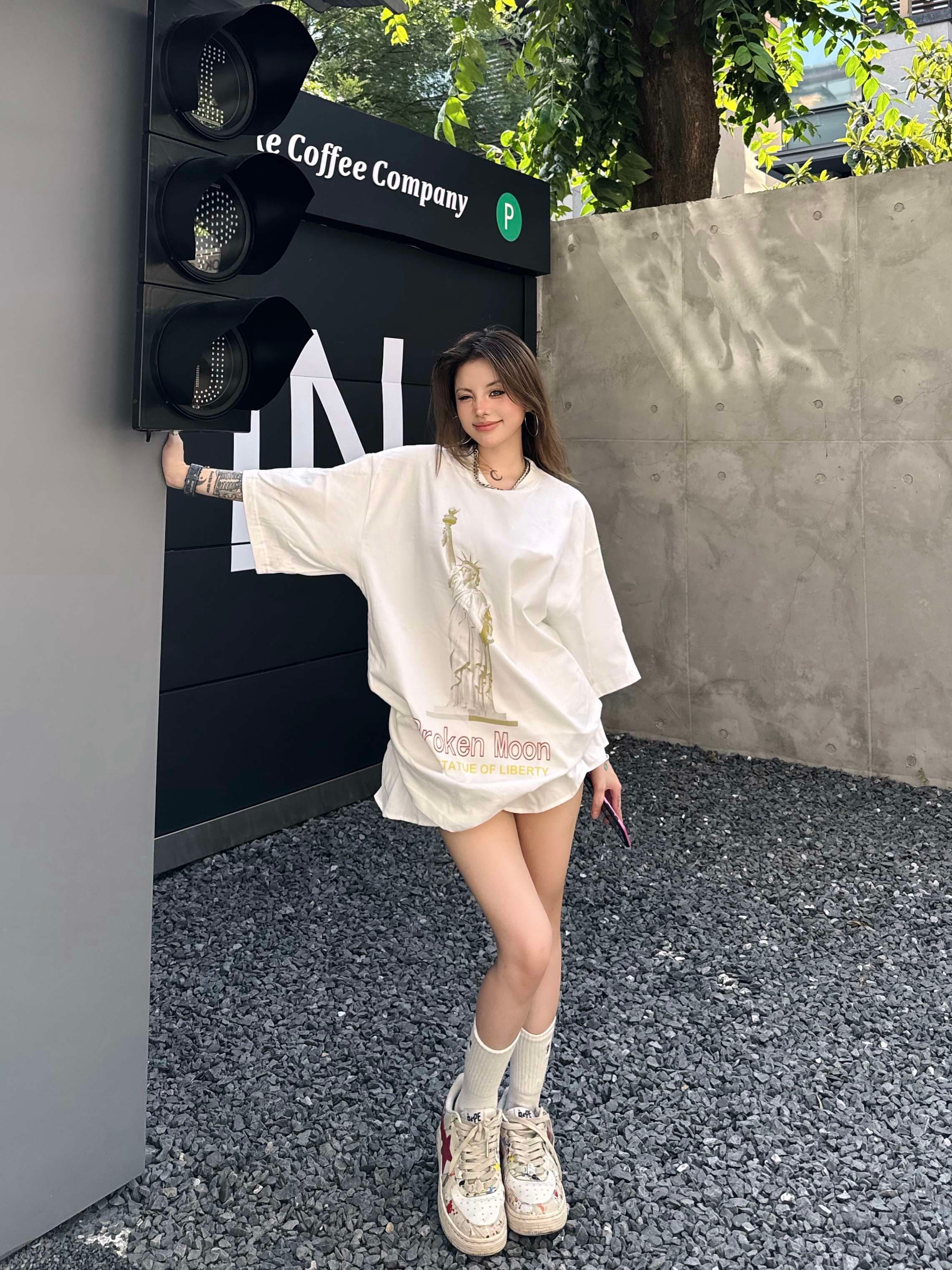 アメカジ 自由の女神プリント オーバーサイズTシャツ