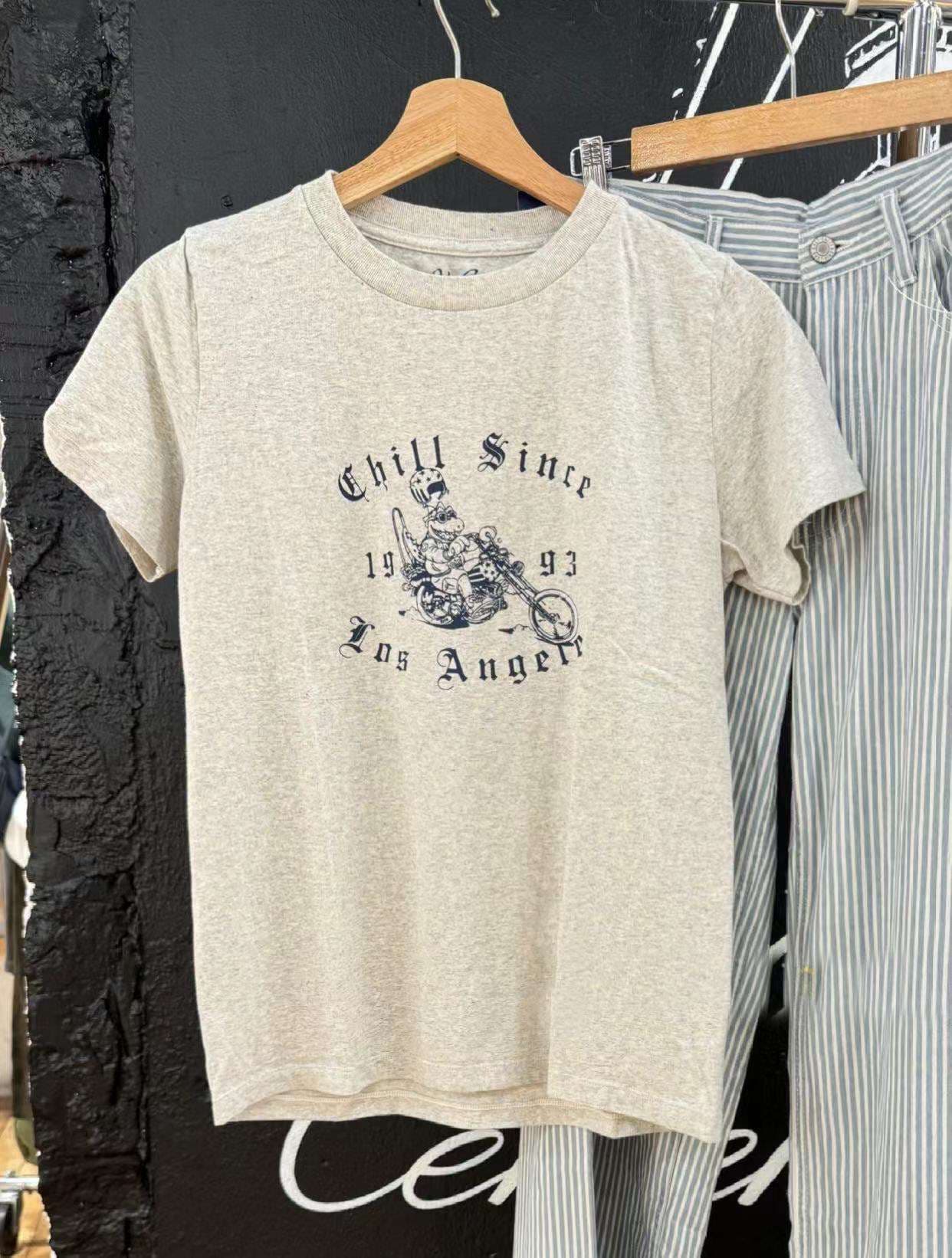 アメカジ バイカー風ロサンゼルスプリントTシャツ