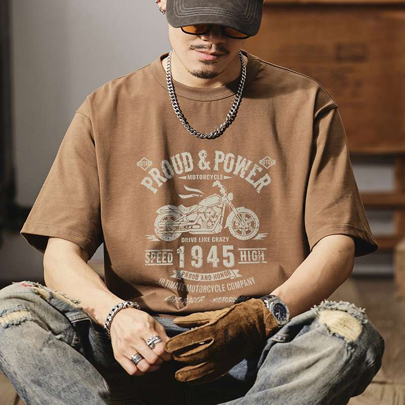 アメカジ モーターサイクルプリント オーバーサイズTシャツ