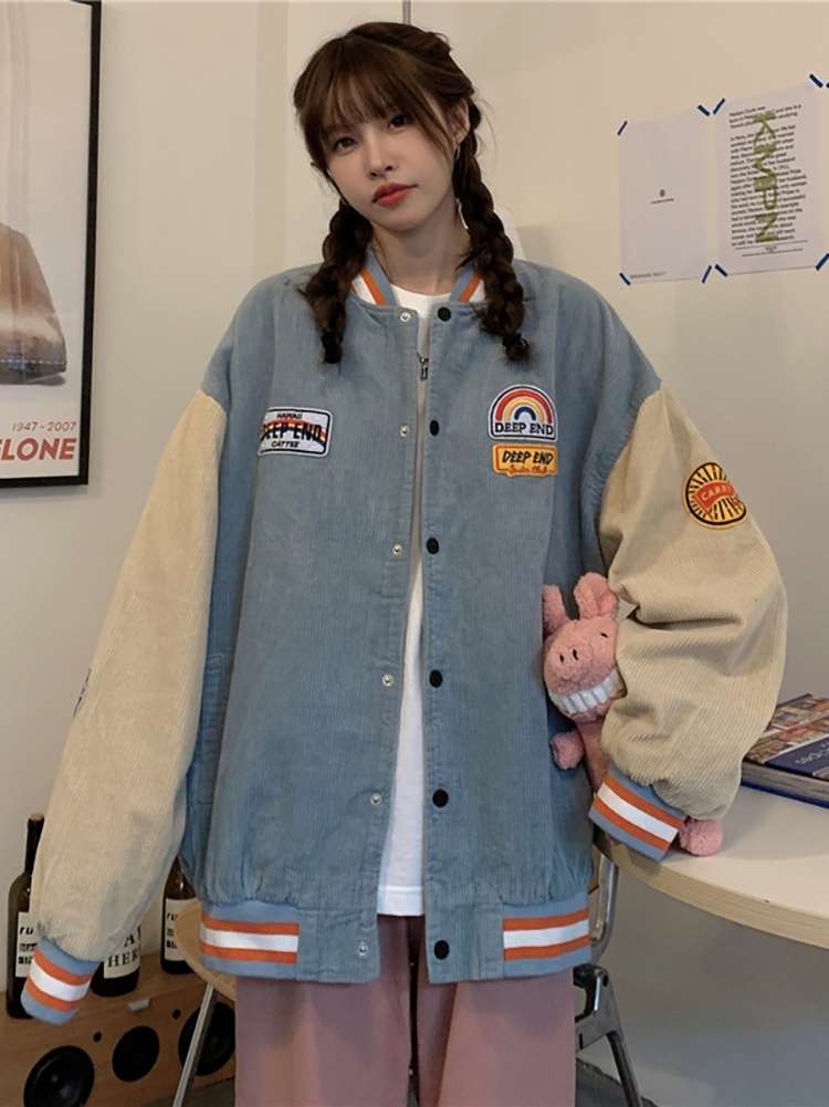 アメカジ ビンテージ風カレッジパッチワークジャケット