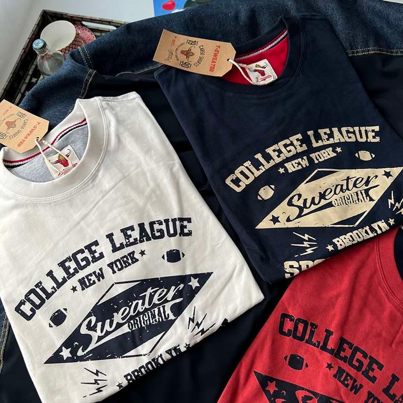 アメカジ レトロカレッジプリント半袖Tシャツ