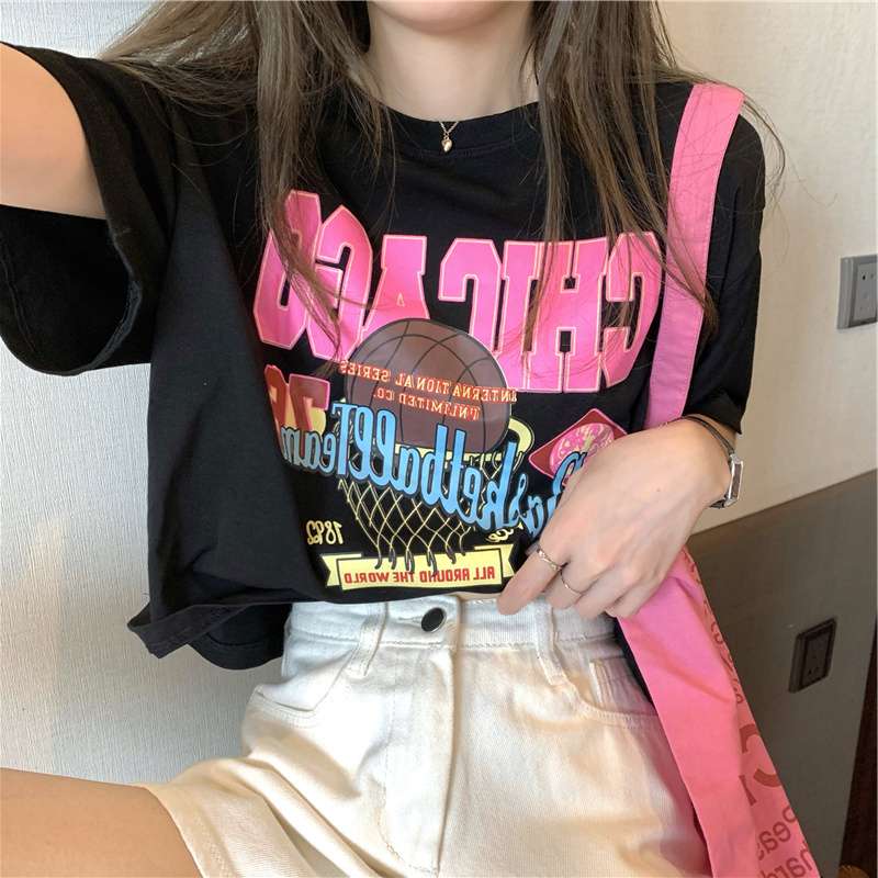 アメカジ バスケットボールプリント オーバーサイズTシャツ