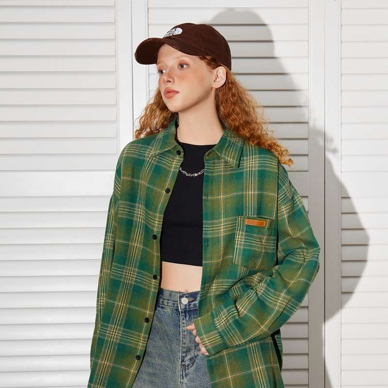 アメカジ オーバーサイズチェック柄シャツジャケット