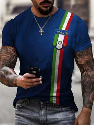 アメカジ イタリア国旗風 スポーティーTシャツ