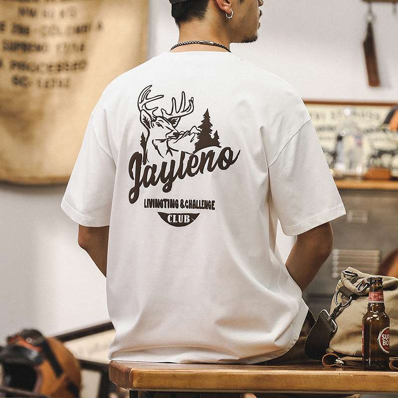 アメカジ 鹿柄アウトドアクラブ半袖Tシャツ