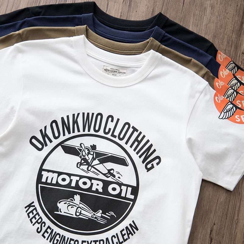 アメカジ モーターオイルデザイン ヴィンテージ風Tシャツ