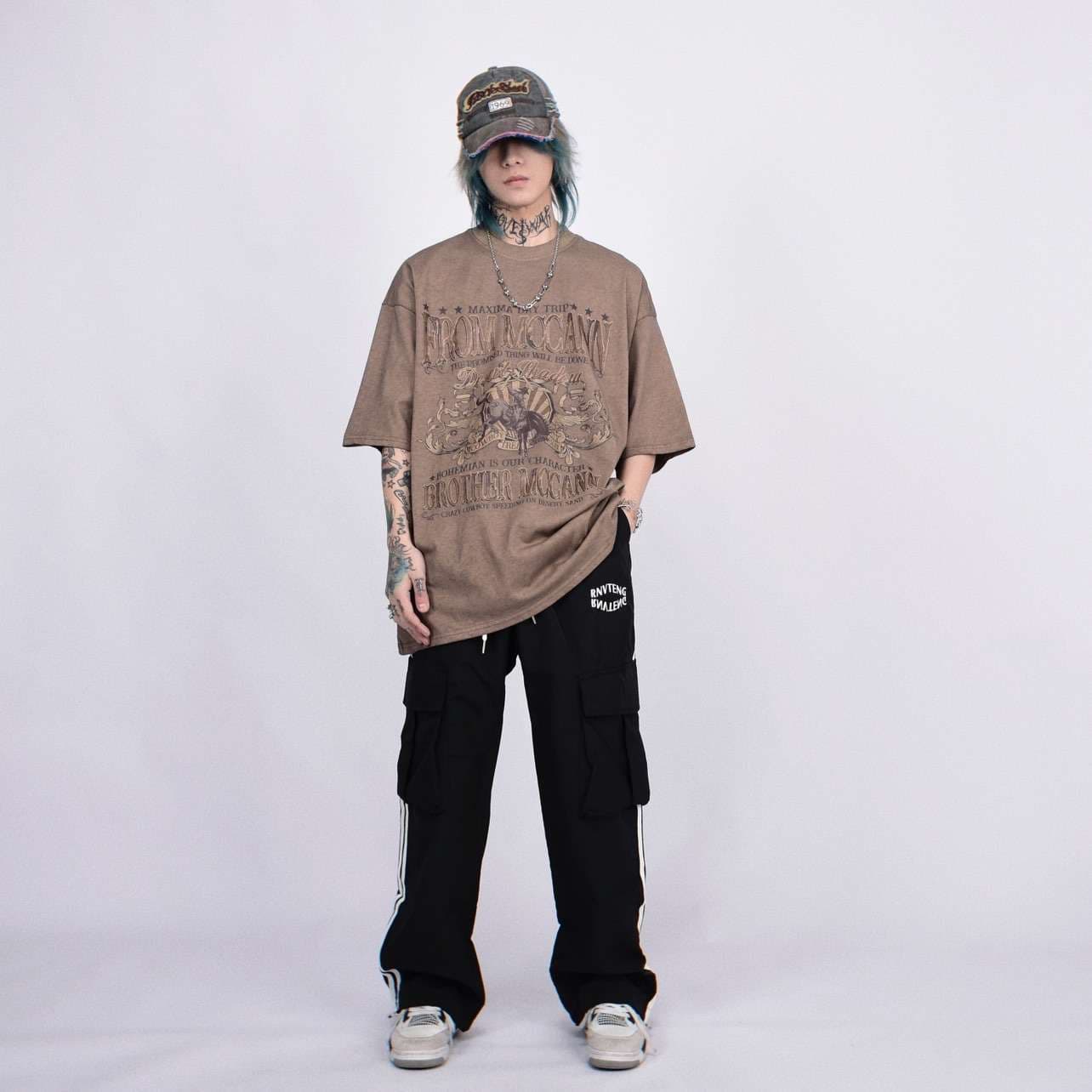 アメカジ カウボーイプリント オーバーサイズTシャツ