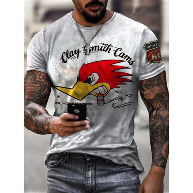 アメカジ ワイルドプリントヴィンテージ風Tシャツ