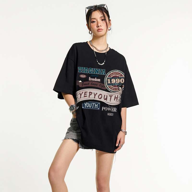 アメカジ ユースパワー オーバーサイズプリントTシャツ