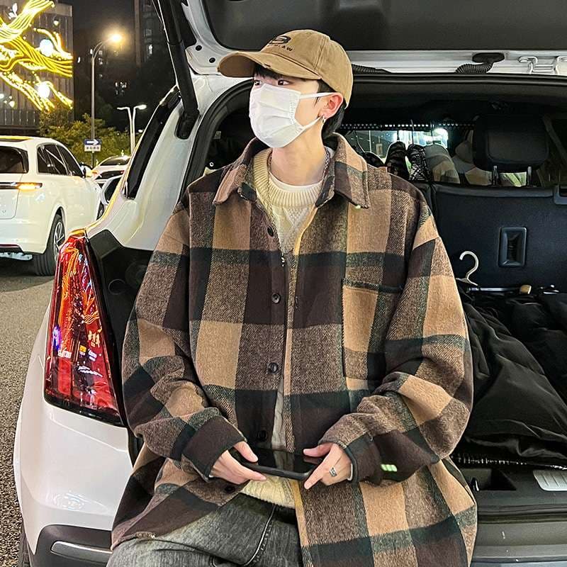 アメカジ オーバーサイズチェック柄シャツジャケット