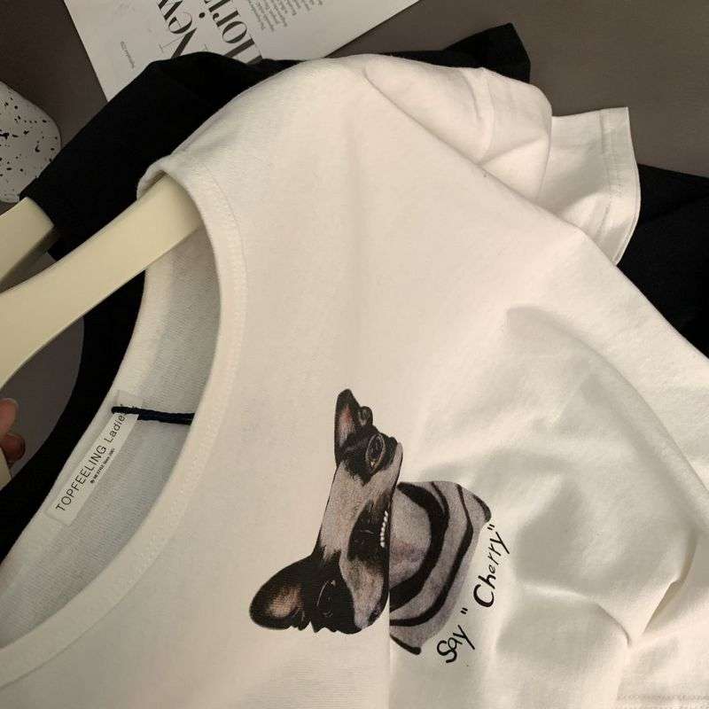 アメカジ フレンチブルドッグプリント半袖Tシャツ