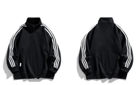 アメカジ メンズハイネックトレーナー袖ライン入りカジュアルスウェット