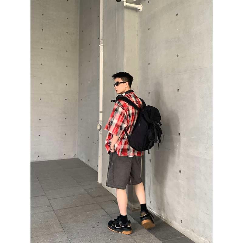 アメカジ オーバーサイズチェック柄半袖シャツ