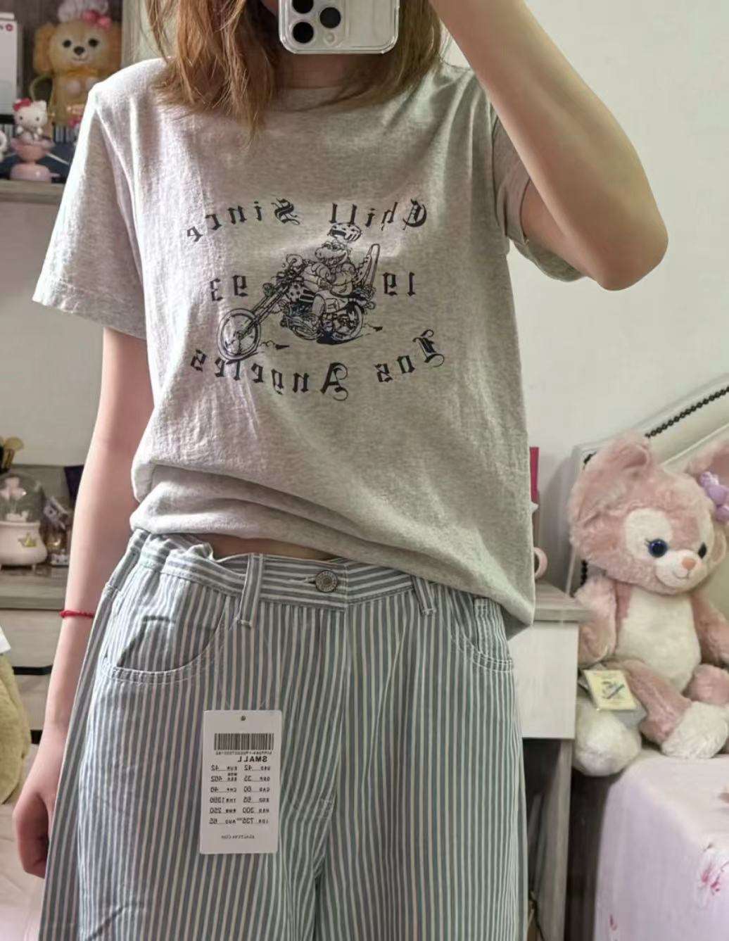 アメカジ バイカー風ロサンゼルスプリントTシャツ