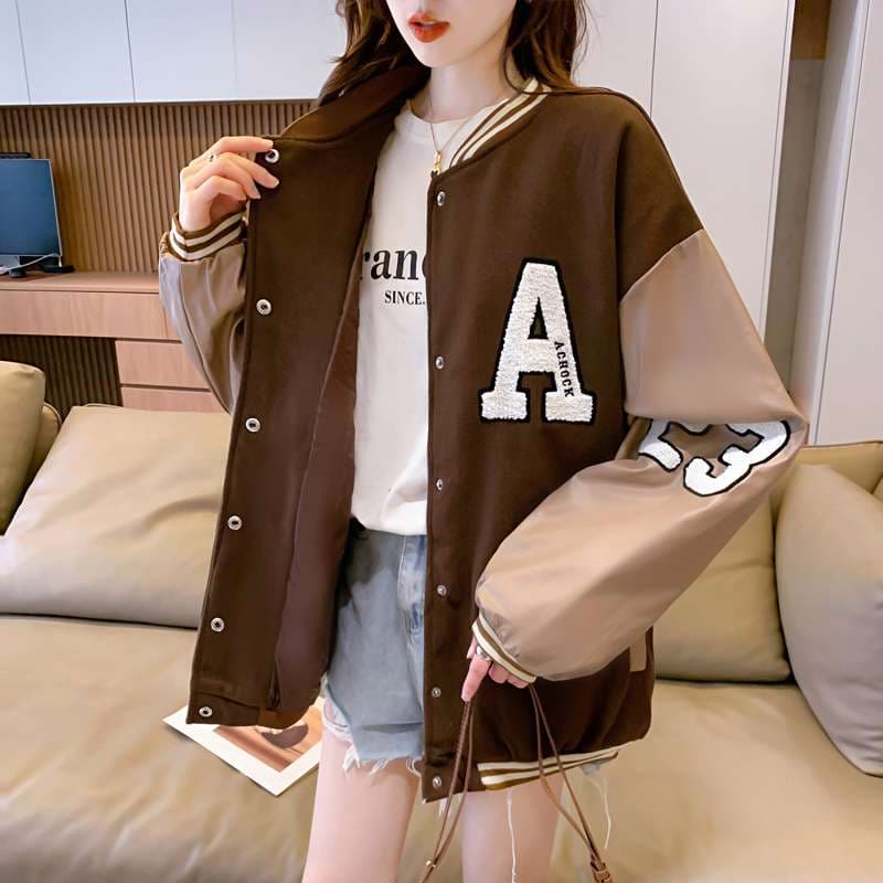 アメカジ レトロ風ワッペン付きスタジアムジャンパー