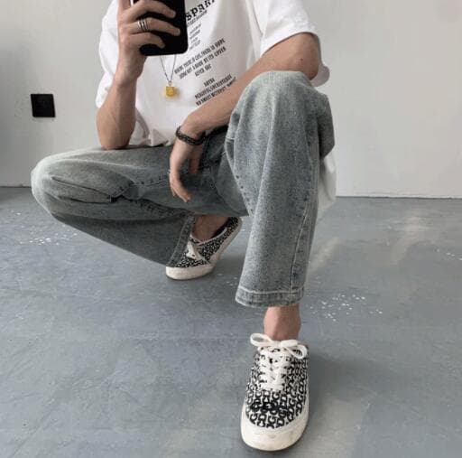 アメカジ メンズ デニム ワイドパンツ ヴィンテージ風 ゆったりボトムス