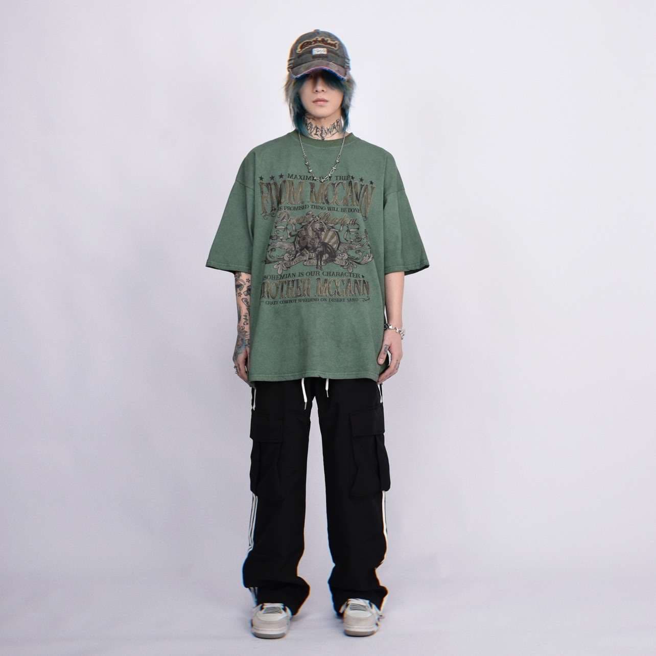 アメカジ カウボーイプリント オーバーサイズTシャツ