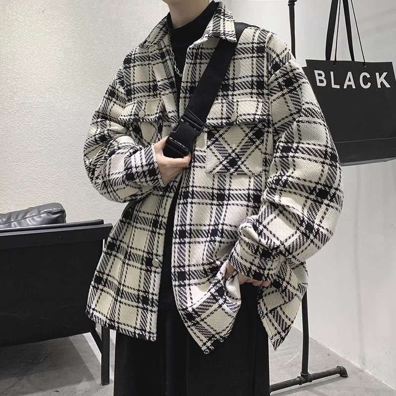 アメカジ オーバーサイズチェック柄シャツジャケット
