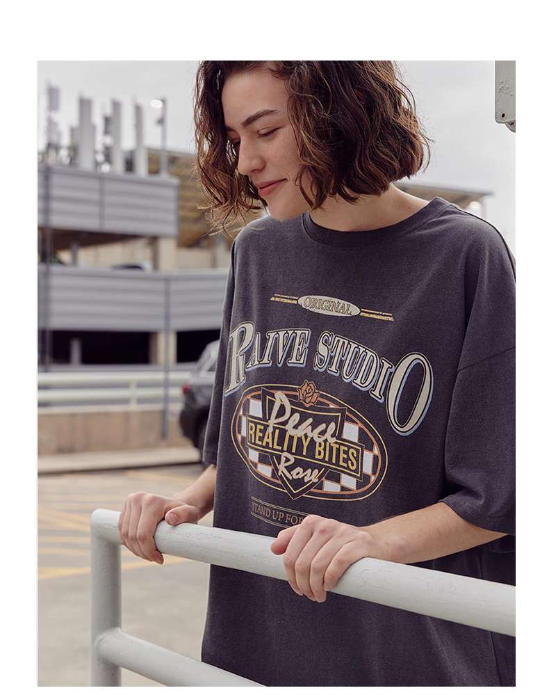 アメカジ レトロ風ストリートグラフィックTシャツ
