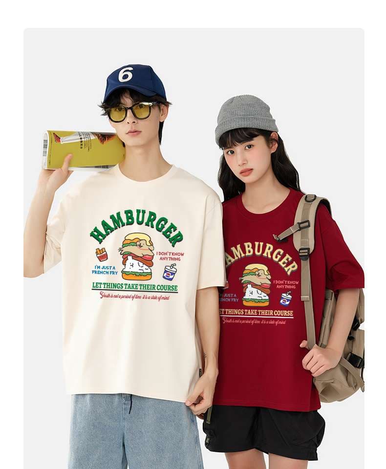 アメカジ ハンバーガーイラストプリントTシャツ
