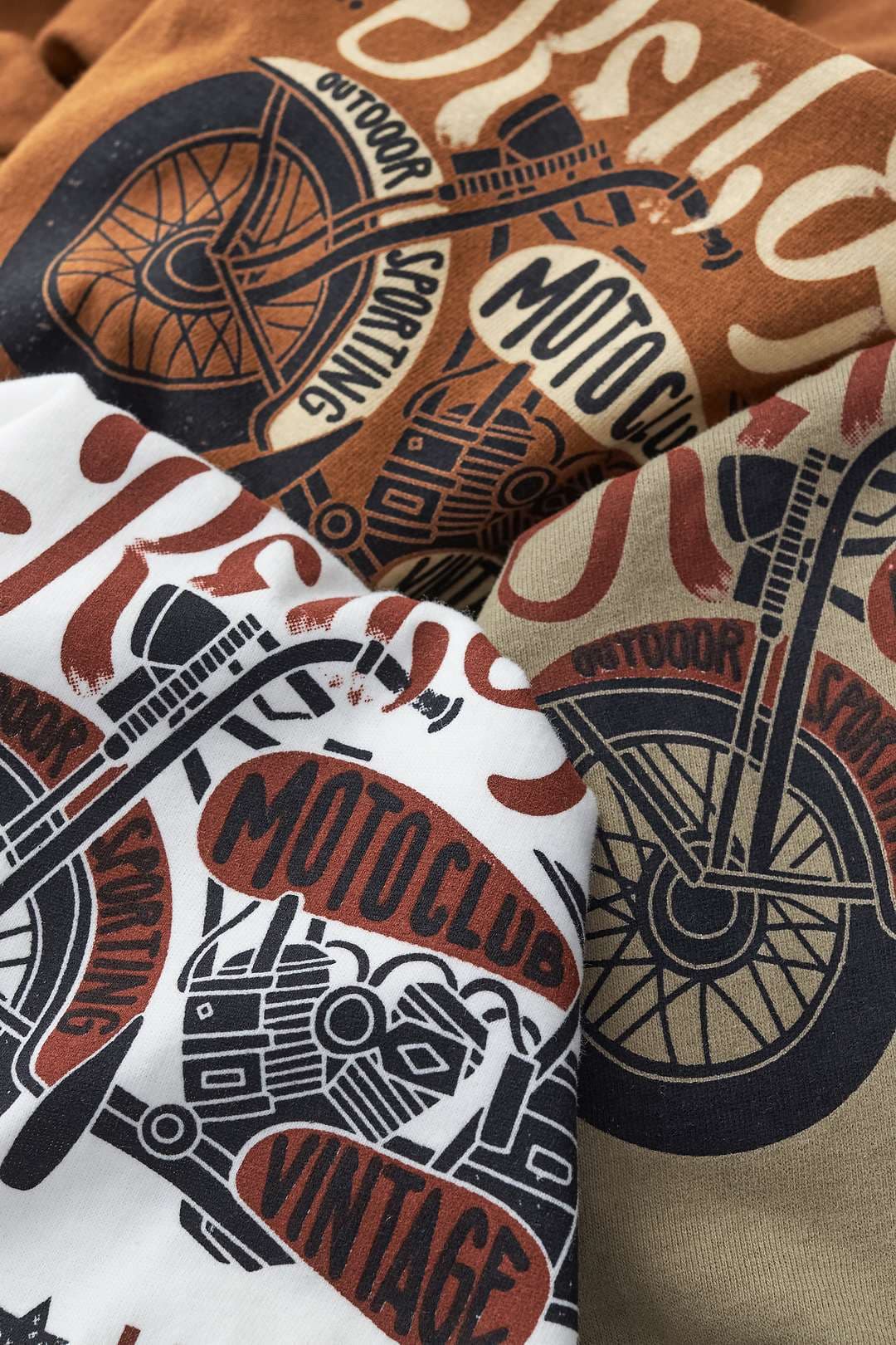 アメカジ ヴィンテージバイク柄プリント半袖Tシャツ