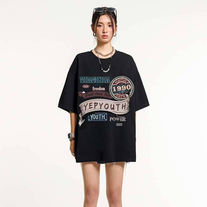 アメカジ ユースパワー オーバーサイズプリントTシャツ