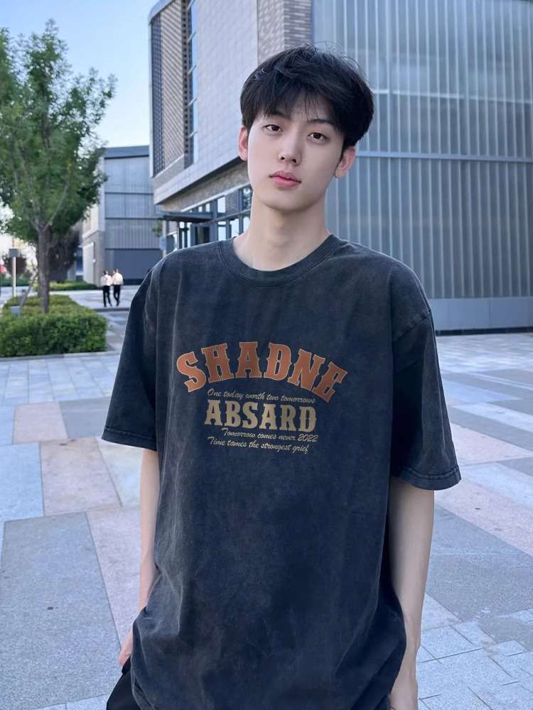 アメカジ ヴィンテージ風カレッジプリント半袖Tシャツ