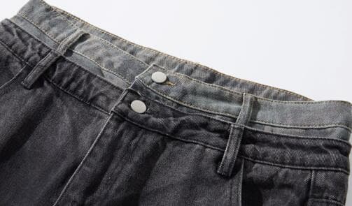 アメカジ デニム ワイドパンツ ダメージ加工 ヴィンテージ風