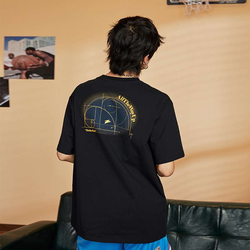 アメカジ 幾何学模様バックプリント半袖Tシャツ