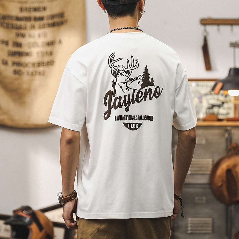 アメカジ 鹿柄アウトドアクラブ半袖Tシャツ